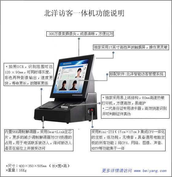 北洋访客一体机功能说明图